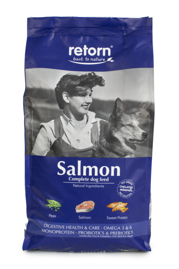 RETORN SALMON FRONTAL REGULAR BITE 600x900 - Retorn - Pienso sabor Salmón Sin Cereales - Comida natural para perros