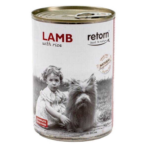 Retorn - Lata para perro de cordero con arroz 400Gr